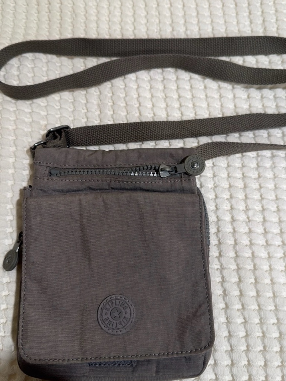 Kipling Dark Brown Slim Crossbody Messenger Bag